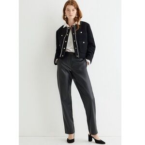J. Crew Kate Straight Leg Pants in Faux Leather Black Sz 14